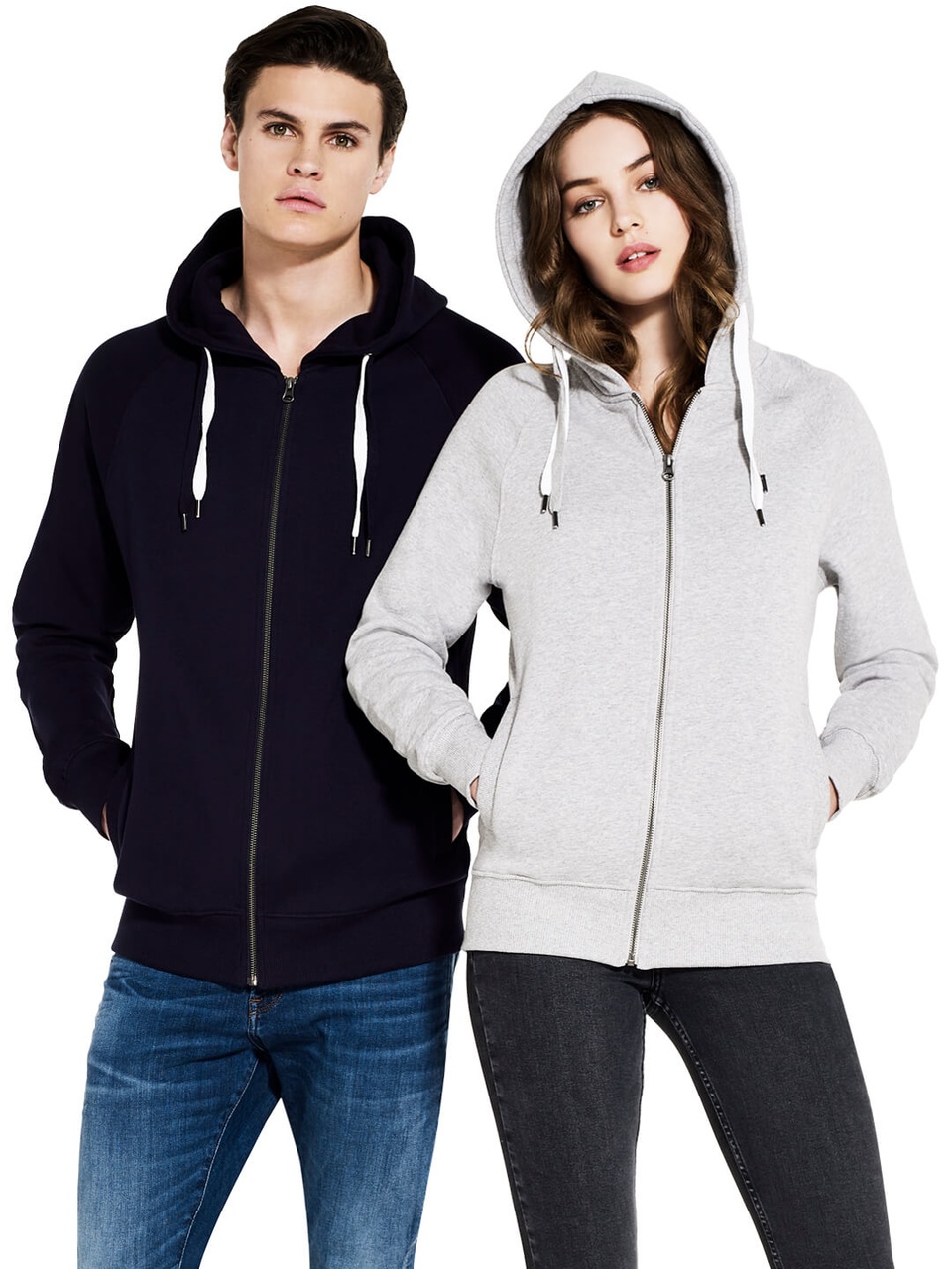 Unisex Organic Style Zip Hooded Sweatshirt